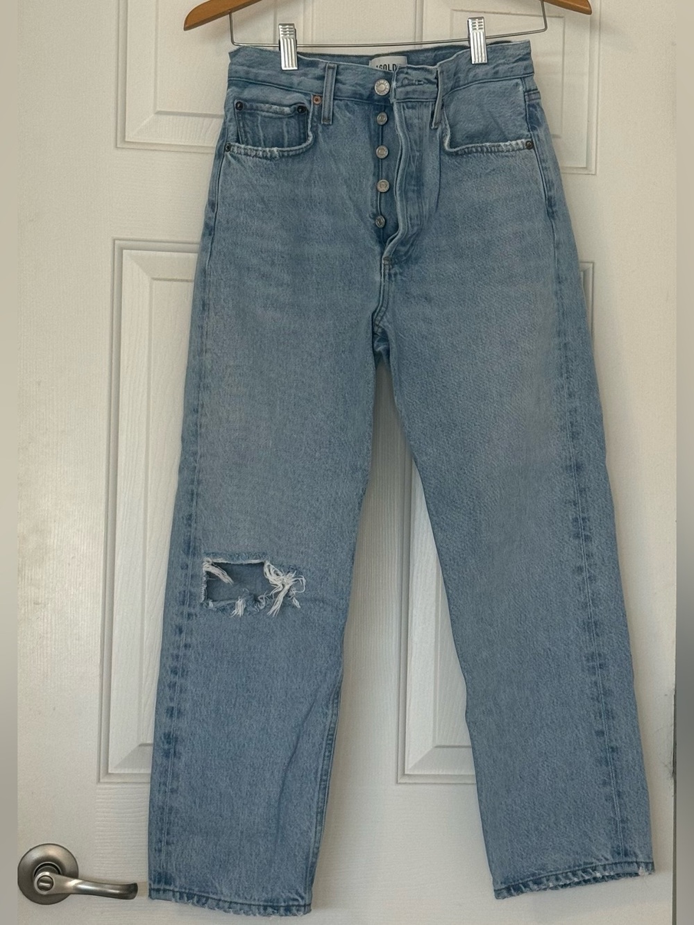 AGOLDE Light Blue Distressed Boyfriend Jeans